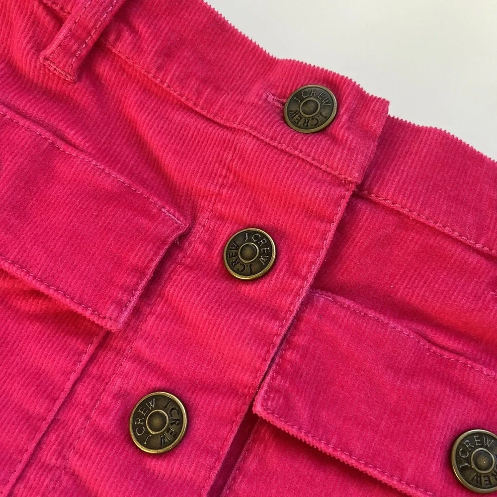 J CREW Crewcuts Skirt Girls Corduroy Button Front Size 7 Bright Pink